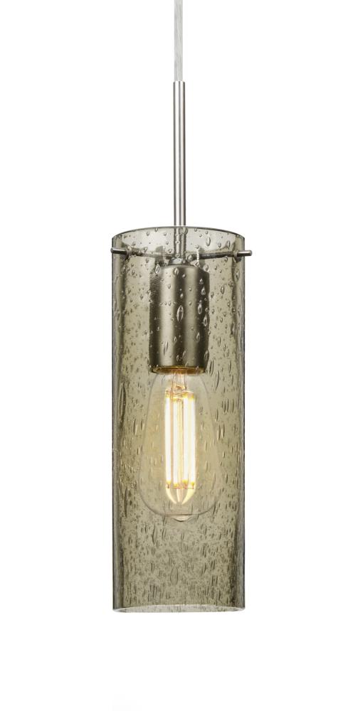 Besa, Juni 10 Cord Pendant, Latte Bubble, Satin Nickel, 1x4W LED Filament, 15Ft. Cord