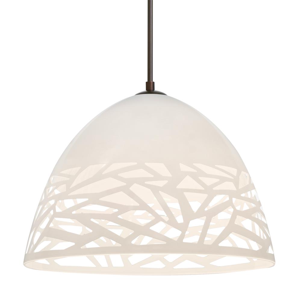 Besa Kiev Pendant, White, Bronze Finish, 1x60W Medium Base, 15Ft. Cord