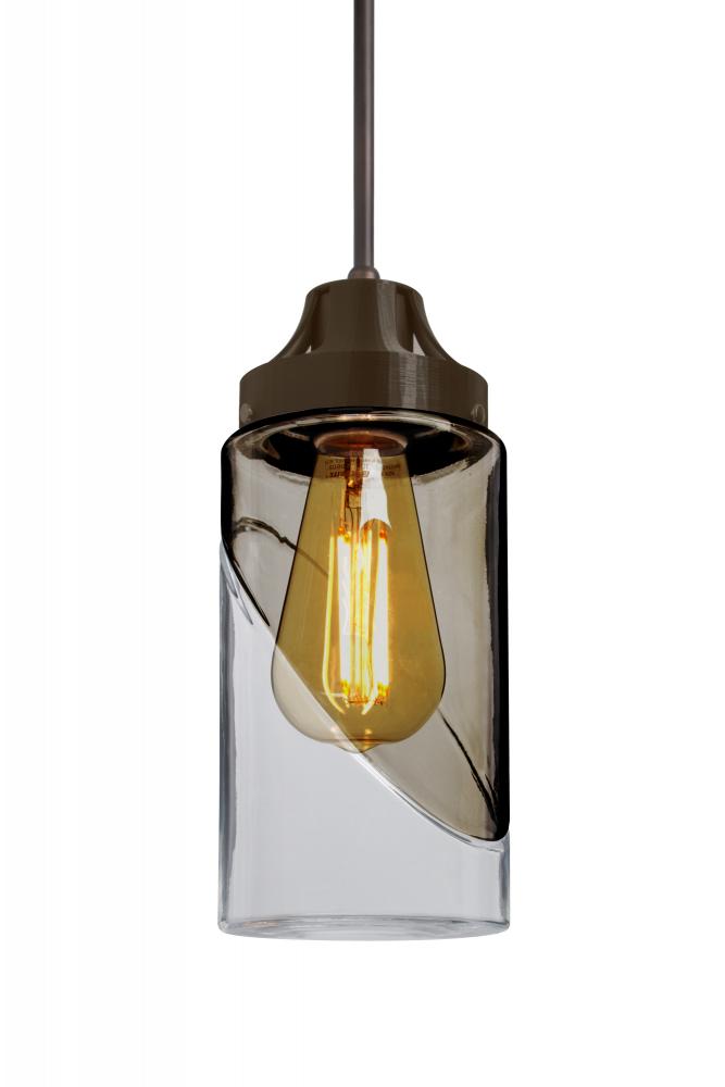 Besa, Blink Cord Pendant, Trans. Smoke/Clear, Bronze Finish, 1x4W LED Filament, 15Ft.