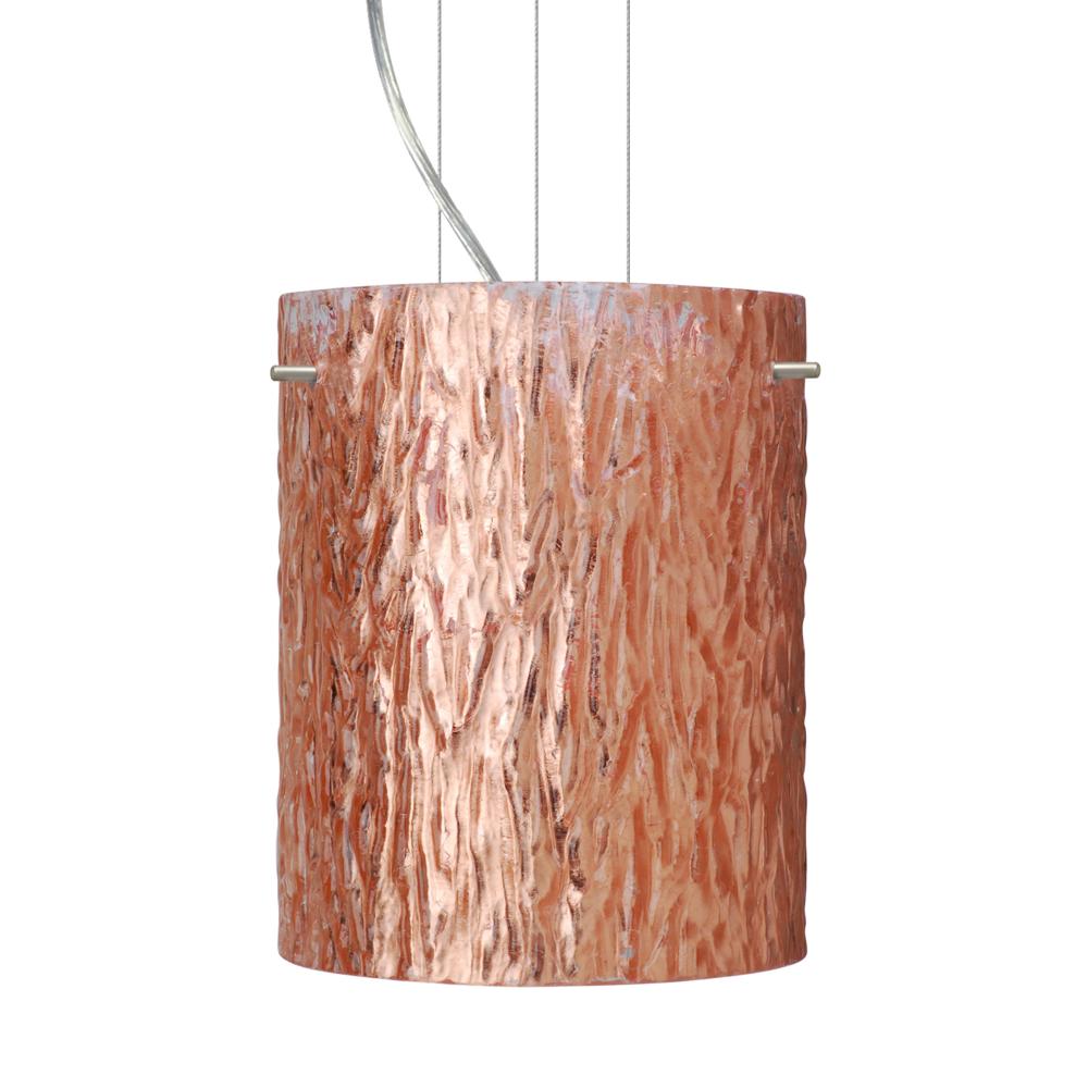 Besa Tamburo 8 Pendant Stone Copper Foil Satin Nickel 1x11W LED, 15Ft. Option