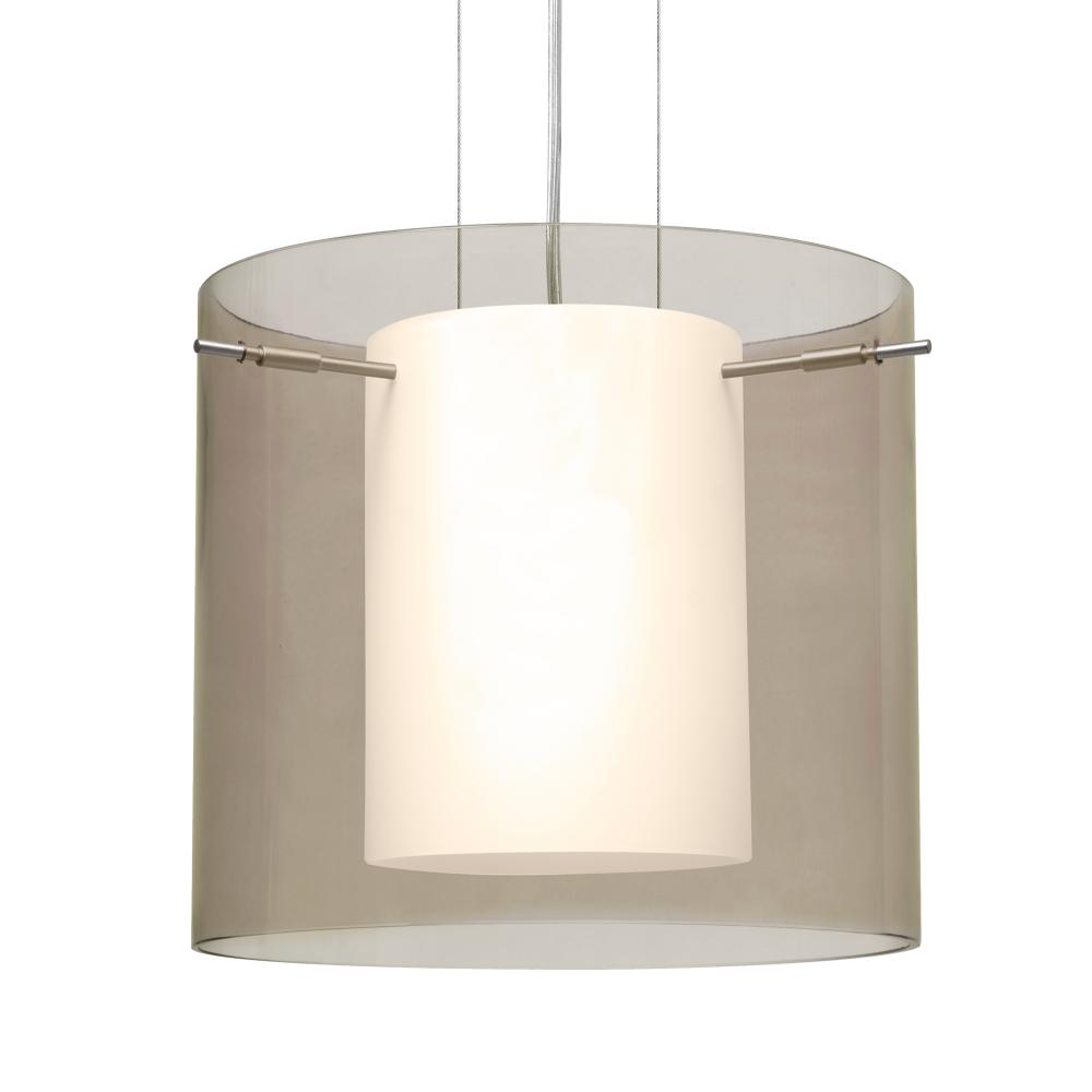 Besa Pendant Pahu 12 Satin Nickel Transparent Smoke 1x11W LED, 15Ft. Option