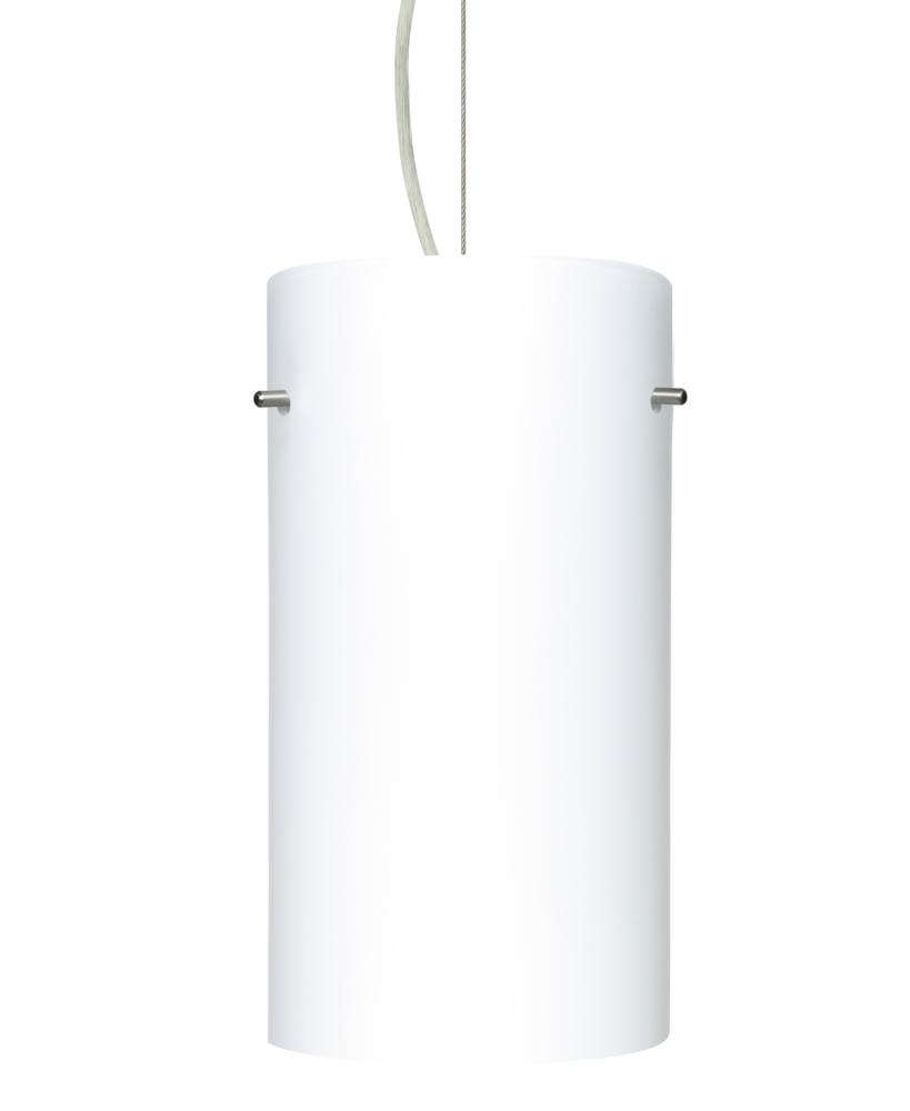 Besa Cable Pendant Stilo 12 Satin Nickel Opal Matte 1x11W LED, 15Ft. Cord