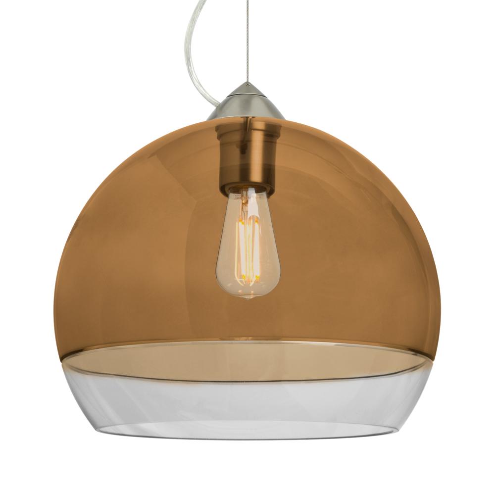 Besa, Ally 12 Cable Pendant, Amber/Clear, Satin Nickel Finish, 1x5W LED Filament, 15F
