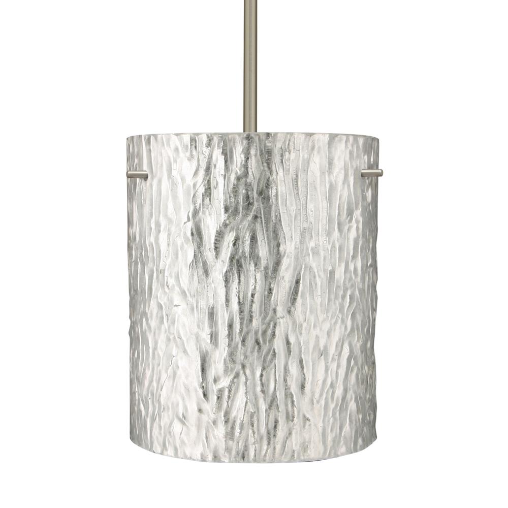 Besa Tamburo 8 Pendant Stone Silver Foil Satin Nickel 1x11W LED, 15Ft. Cord
