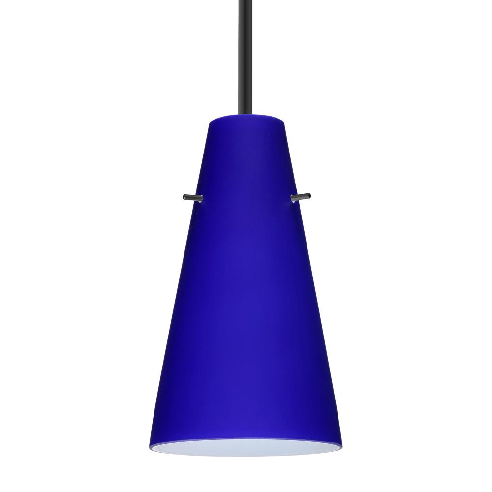 Besa Cierro Stem Pendant Black Cobalt Blue Matte 1x100W MAX E26 Base