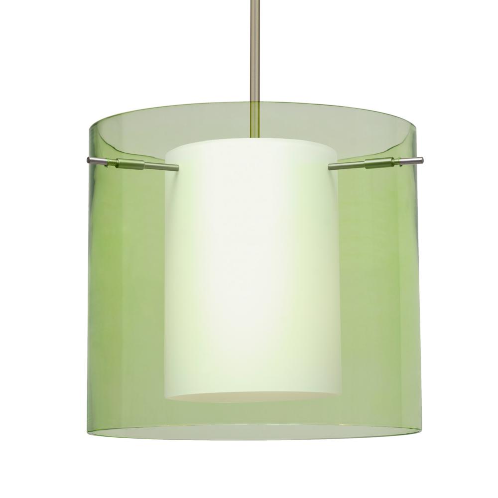 Besa Pahu 12 LED Pendant 1Tt Transparent Olive Satin Nickel 1x11W LED, 15Ft. Cord
