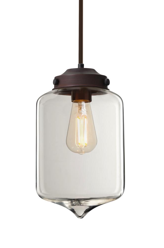 Besa Olin Stem Pendant Bronze Clear 1x4W LED Filament, 15Ft. Cord