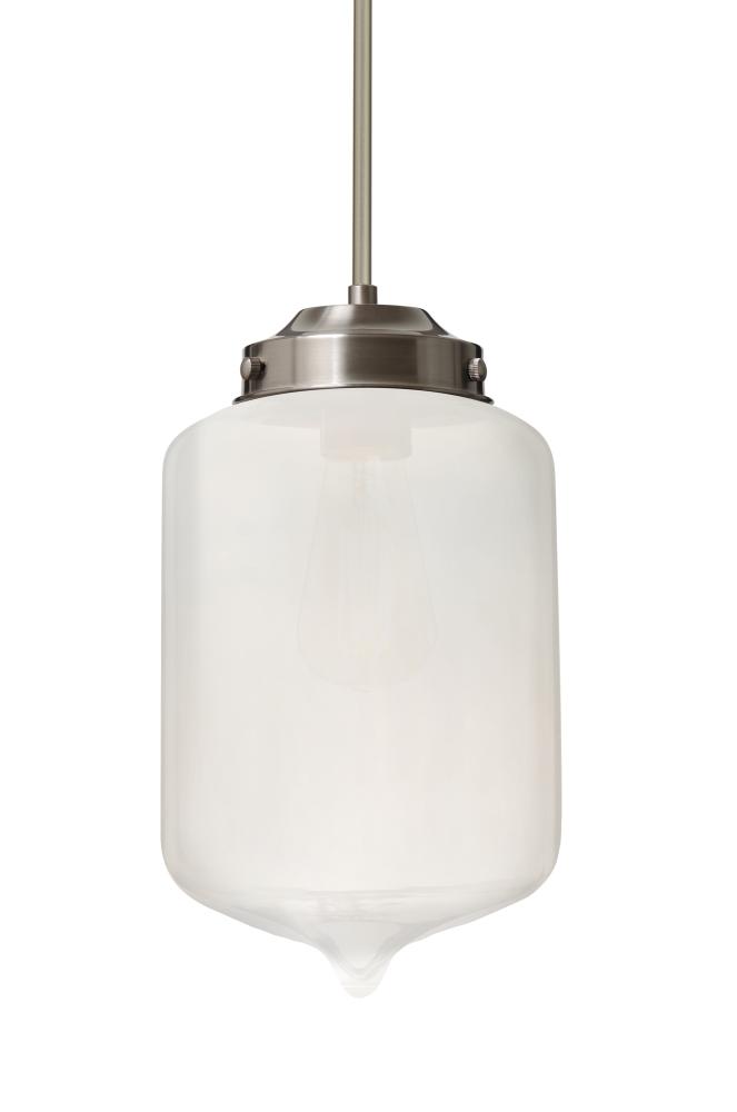 Besa Olin Stem Pendant Satin Nickel Frost 1x4W LED Filament, 15Ft. Cord