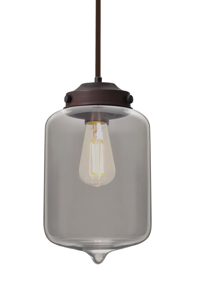 Besa Olin Stem Pendant Bronze Smoke 1x4W LED Filament, 15Ft. Cord