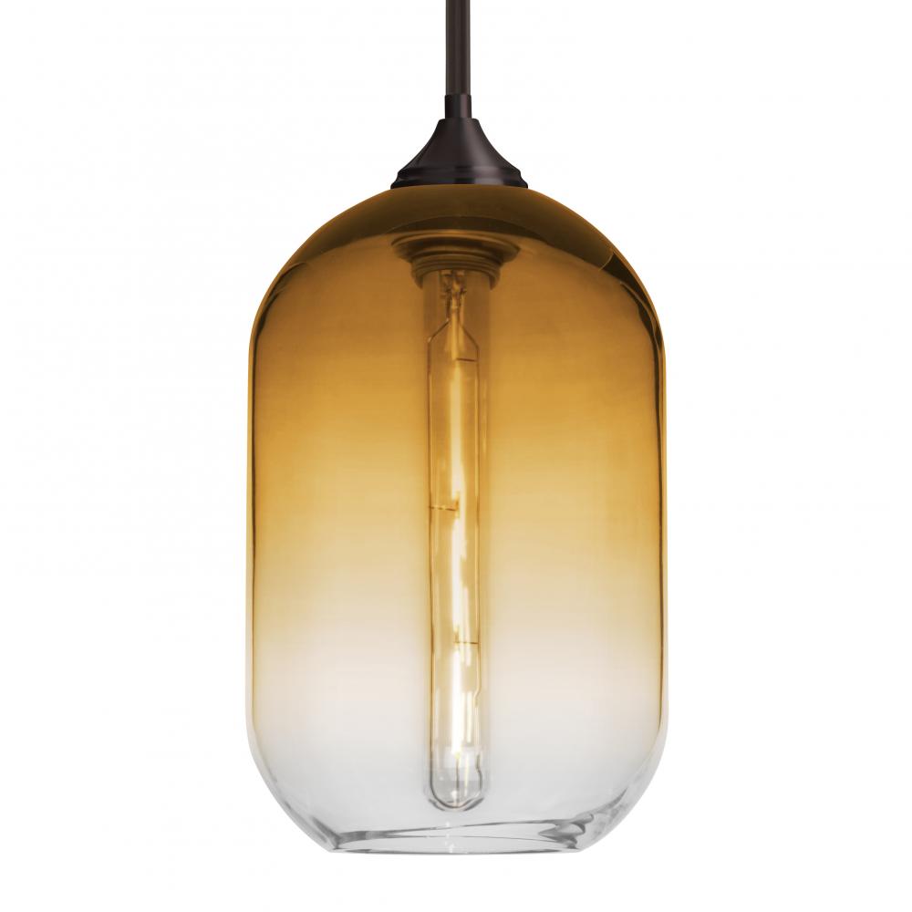 Besa, Omega 12 Stem Pendant, Amber/Clear, Bronze Finish, 1x4W LED Filament LED Filame