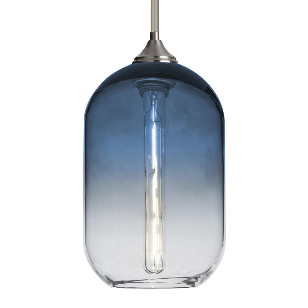 Besa, Omega 12 Stem Pendant, Steel/Clear, Satin Nickel Finish, 1x4W LED Filament, 15F