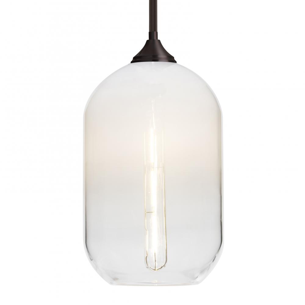 Besa, Omega 12 Stem Pendant, White/Clear, Bronze Finish, 1x4W LED Filament, 15Ft. Cor
