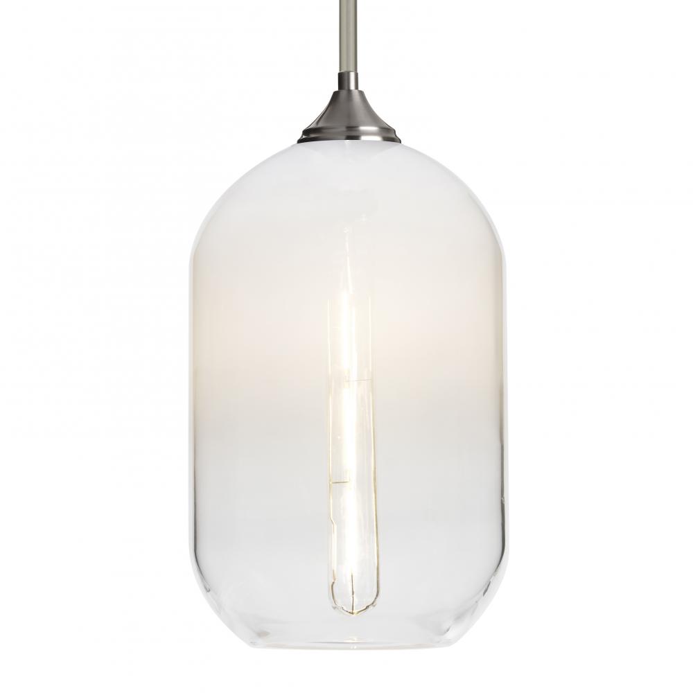 Besa, Omega 12 Stem Pendant, White/Clear, Satin Nickel Finish, 1x4W LED Filament, 15F