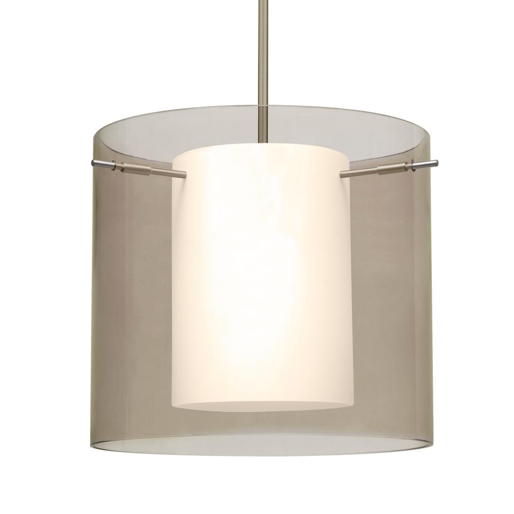 Besa Pendant Pahu 12 Satin Nickel Transparent Smoke 1x11W LED, 15Ft. Cord
