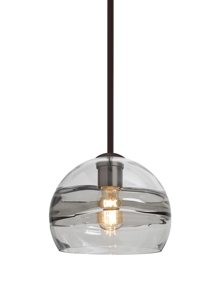 Besa Spirit 8 Pendant, Smoke/Clear, Bronze Finish, 1x8W LED Filament, 15Ft. Cord