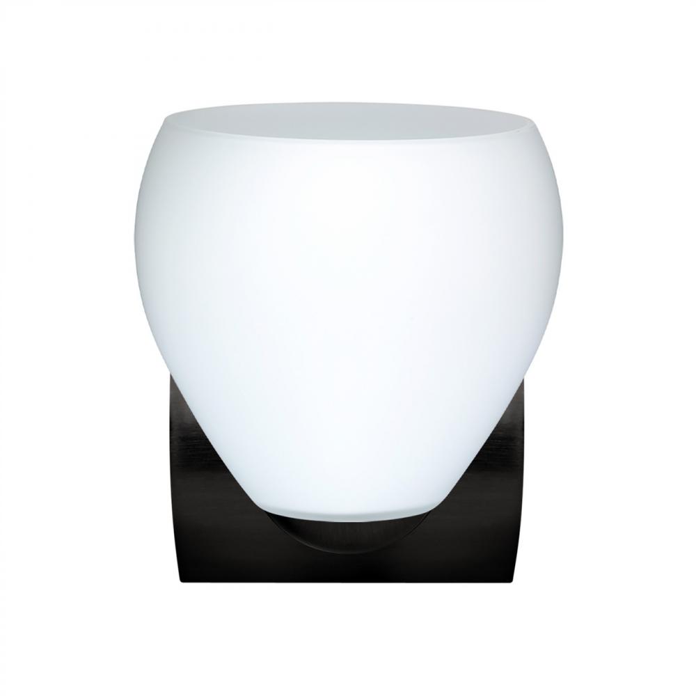 Besa, Bolla Mini Sconce, Opal Matte, Black Finish, 1x60W E26 Base