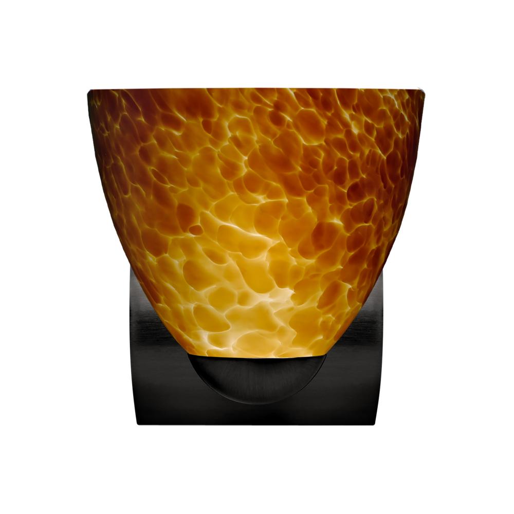 Besa, Sasha Mini Sconce, Amber Cloud, Black Finish, 1x60W E26 Base