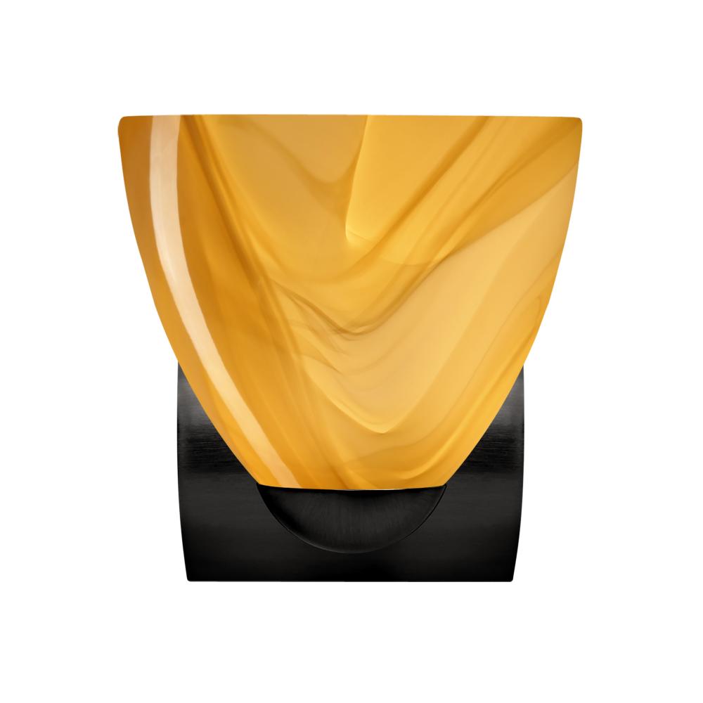 Besa, Sasha Mini Sconce, Honey, Black Finish, 1x60W E26 Base