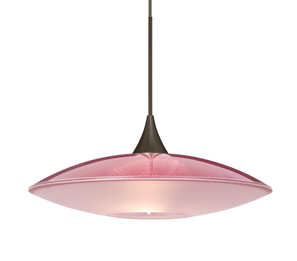 Besa Pendant Spazio Bronze Red/Frost 1x5W LED, 15Ft. Cord