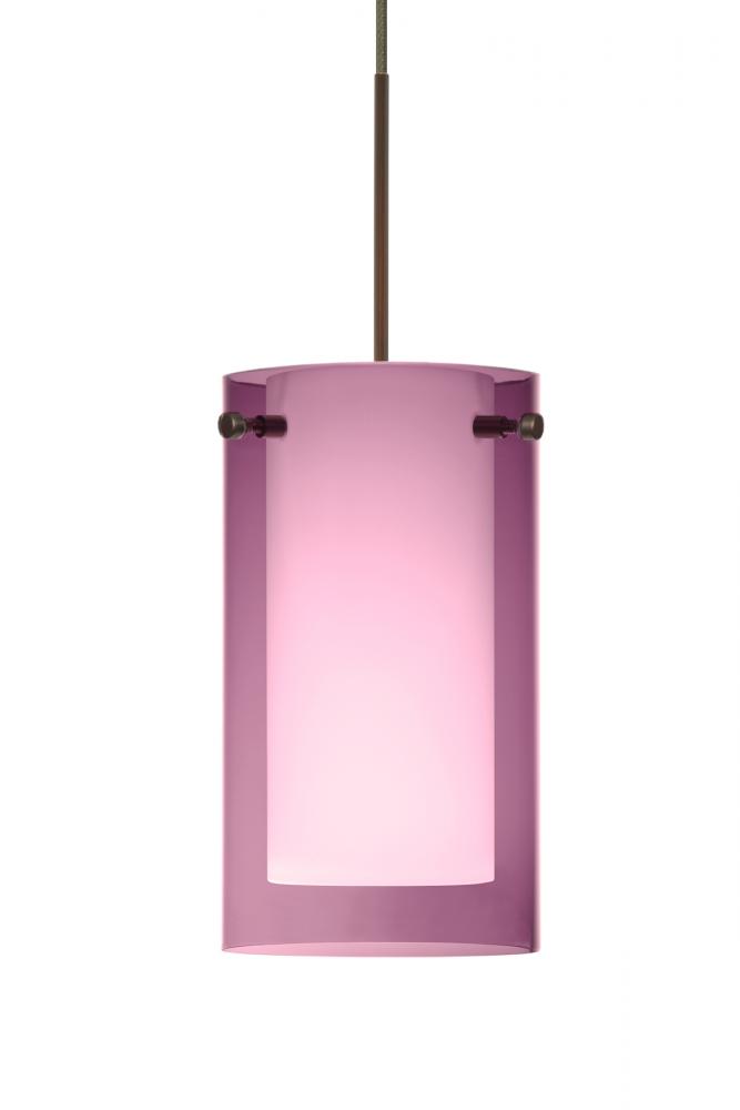 Besa Pendant Pahu 4 Bronze Transparent Amethyst/Opal 1x5W LED, 15Ft. Cord