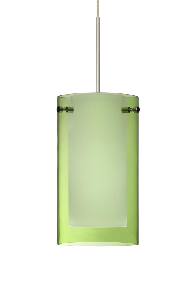 Besa Pendant Pahu 4 Satin Nickel Transparent Olive/Opal 1x5W LED, 15Ft. Cord