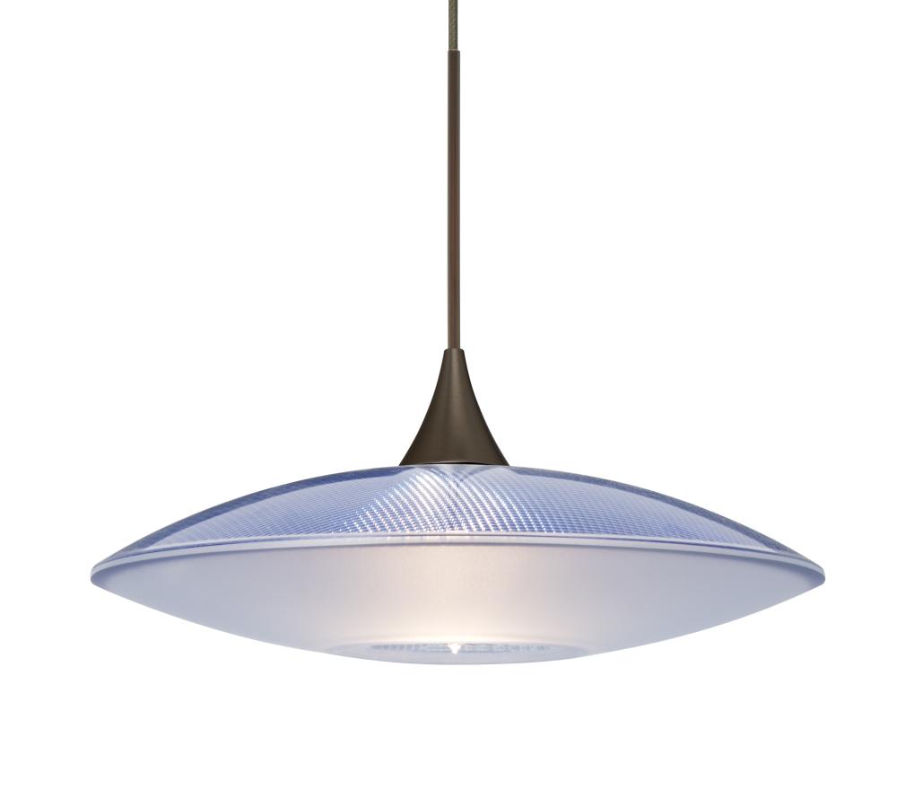 Besa Pendant Spazio Bronze Blue/Frost 1x5W LED, 15Ft. Cord