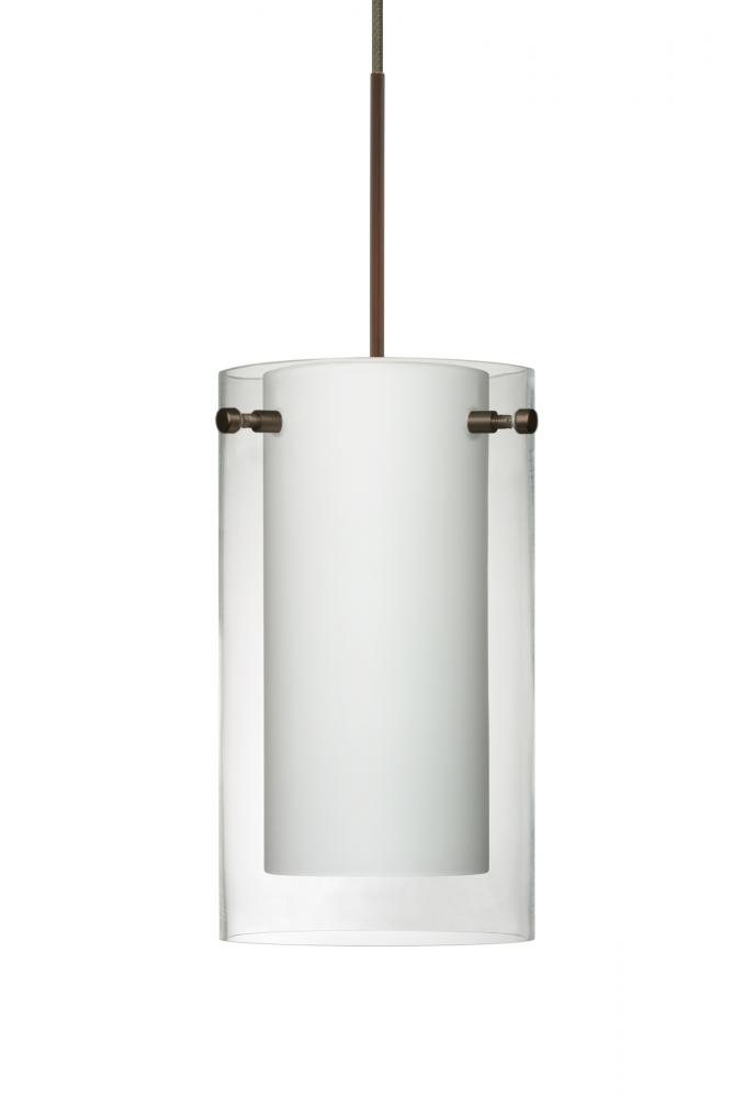 Besa Pendant Pahu 4 Bronze Clear/Opal 1x5W LED, 15Ft. Cord