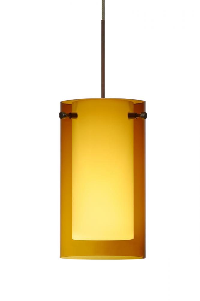 Besa Pendant Pahu 4 Bronze Transparent Armagnac/Opal 1x5W LED, 15Ft. Cord