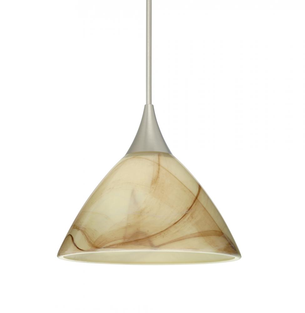 Besa Pendant Domi Satin Nickel Mocha 1x50W Halogen, 15Ft. Cord