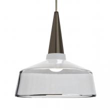 Besa Lighting 1JC-BARON10WH-LED-BR-L - Besa, Baron 10 Cord Pendant, White/Clear, Bronze Finish, 1x9W LED, 15Ft. Option