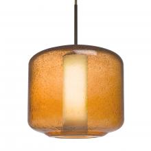 Besa Lighting 1JC-NILES10AO-LED-BR-L - Besa Niles 10 Pendant, Amber Bubble/Opal, Bronze Finish, 1x5W LED, 15Ft. Cord