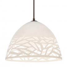 Besa Lighting 1JT-KIEVWH-LED-BR-L - Besa Kiev Pendant, White, Bronze Finish, 1x9W LED, 15Ft. Cord