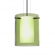 Besa Lighting 1KG-L00607-LED-BR-L - Besa Pahu 8 LED Pendant 1Kg Transparent Olive/Opal Bronze 1x11W LED, 15Ft. Option