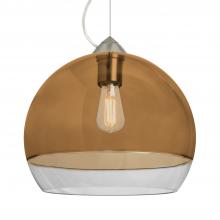 Besa Lighting 1KX-ALLY12AM-EDIL-SN-L - Besa, Ally 12 Cable Pendant, Amber/Clear, Satin Nickel Finish, 1x5W LED Filament, 15F