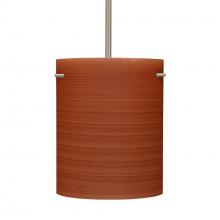 Besa Lighting 1TT-4006CH-SN-L - Besa Stem Pendant Tamburo 8 Satin Nickel Cherry 1x100W Medium Base, 15Ft. Cord