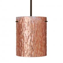Besa Lighting 1TT-4006CS-LED-BR-L - Besa Tamburo 8 Pendant Stone Copper Foil Bronze 1x11W LED, 15Ft. Cord