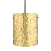 Besa Lighting 1TT-4006GS-LED-SN-L - Besa Tamburo 8 Pendant Stone Gold Foil Satin Nickel 1x11W LED, 15Ft. Cord