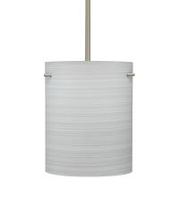 Besa Lighting 1TT-4006KR-SN-L - Besa Stem Pendant Tamburo 8 Satin Nickel Chalk 1x100W Medium Base, 15Ft. Cord