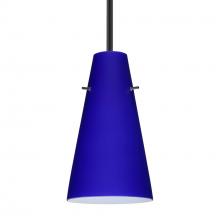 Besa Lighting 1TT-4124CM-BK - Besa Cierro Stem Pendant Black Cobalt Blue Matte 1x100W MAX E26 Base