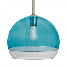Besa Lighting 1TT-ALLY12BL-EDIL-SN-L - Besa, Ally 12 Stem Pendant, Coral Blue/Clear, Satin Nickel Finish, 1x5W LED Filament,