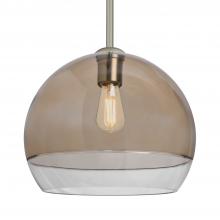 Besa Lighting 1TT-ALLY12SM-EDIL-SN-L - Besa, Ally 12 Stem Pendant, Smoke/Clear, Satin Nickel Finish, 1x5W LED Filament, 15Ft