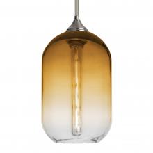 Besa Lighting 1TT-OMEGA12AM-EDIL-SN-L - Besa, Omega 12 Stem Pendant, Amber/Clear, Satin Nickel Finish, 1x4W LED Filament, 15F