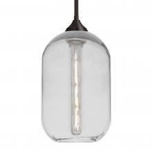 Besa Lighting 1TT-OMEGA12CL-EDIL-BR-L - Besa, Omega 12 Stem Pendant, Clear, Bronze Finish, 1x4W LED Filament, 15Ft. Cord