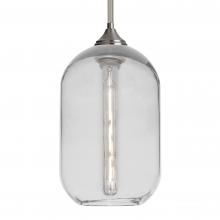 Besa Lighting 1TT-OMEGA12CL-EDIL-SN-L - Besa, Omega 12 Stem Pendant, Clear, Satin Nickel Finish, 1x4W LED Filament, 15Ft. Cor