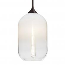 Besa Lighting 1TT-OMEGA12WH-EDIL-BR-L - Besa, Omega 12 Stem Pendant, White/Clear, Bronze Finish, 1x4W LED Filament, 15Ft. Cor