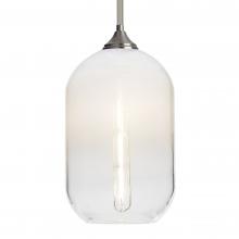 Besa Lighting 1TT-OMEGA12WH-EDIL-SN-L - Besa, Omega 12 Stem Pendant, White/Clear, Satin Nickel Finish, 1x4W LED Filament, 15F