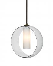 Besa Lighting 1TT-PLATOCL-BR-L - Besa, Plato Stem Pendant, Clear/Opal, Bronze Finish, 1x60W Medium Base, 15Ft. Cord