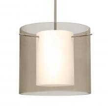 Besa Lighting 1TT-S18407-LED-SN-L - Besa Pendant Pahu 12 Satin Nickel Transparent Smoke 1x11W LED, 15Ft. Cord