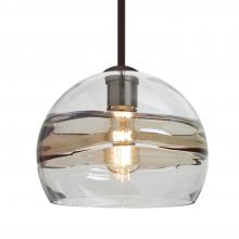 Besa Lighting 1TT-SPIR10SC-EDIL-BR-L - Besa Spirit 10 Pendant, Smoke/Clear, Bronze Finish, 1x8W LED Filament, 15Ft. Cord