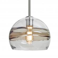Besa Lighting 1TT-SPIR10SC-EDIL-SN-L - Besa Spirit 10 Pendant, Smoke/Clear, Satin Nickel Finish, 1x8W LED Filament, 15Ft. Co